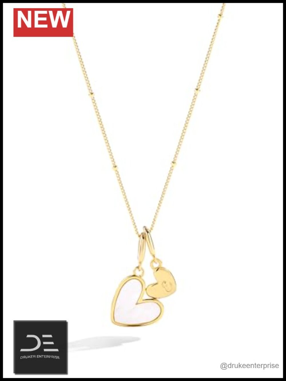 18K Gold Plated Initial Heart Necklace Women 925 Sterling Silver 16-18"